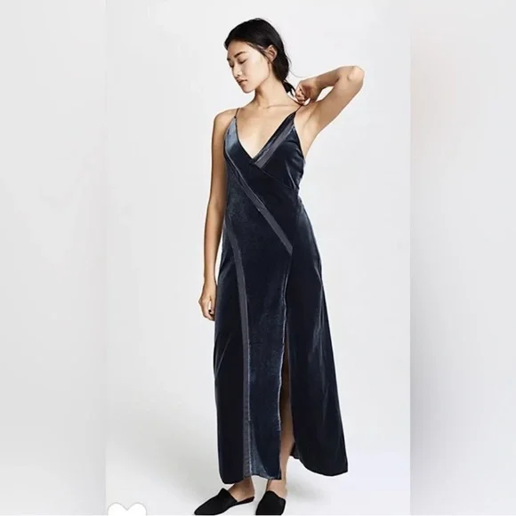 Free People | Dresses | Nwt Free People Intimately Spliced Velvet Maxi Dress  Charcoal Womens Size Medium | Poshmark